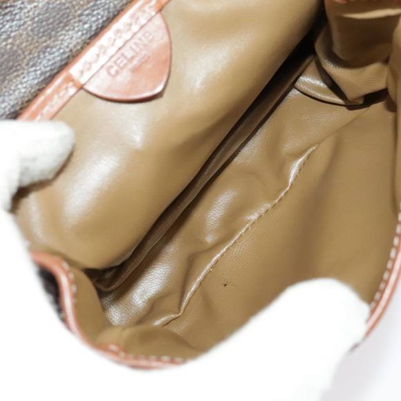 CELINE Macadam Canvas Shoulder Bag PVC Leather Brown Gold Auth 100176 - Picture 11 of 16